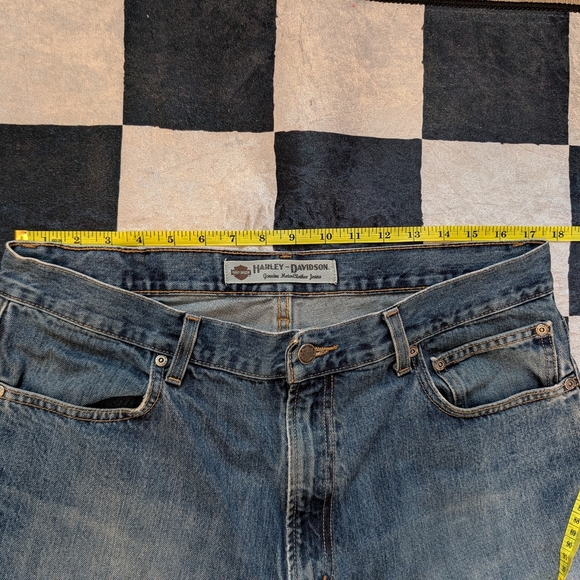 Harley-Davidson Men's Distressed Blue Straight Jeans- 36 x 32 - Picture 3 of 7